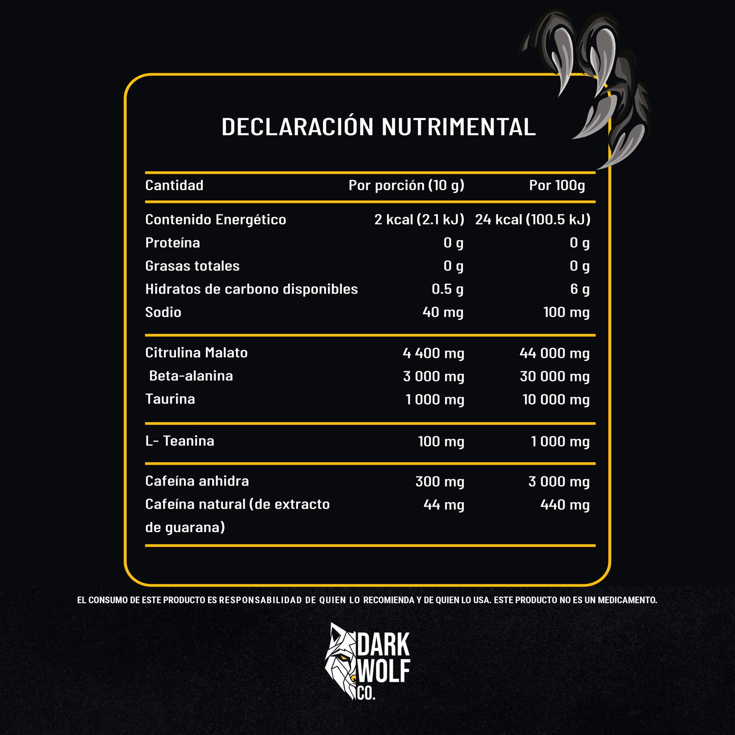 dark wolf tabla nutrimental preentreno