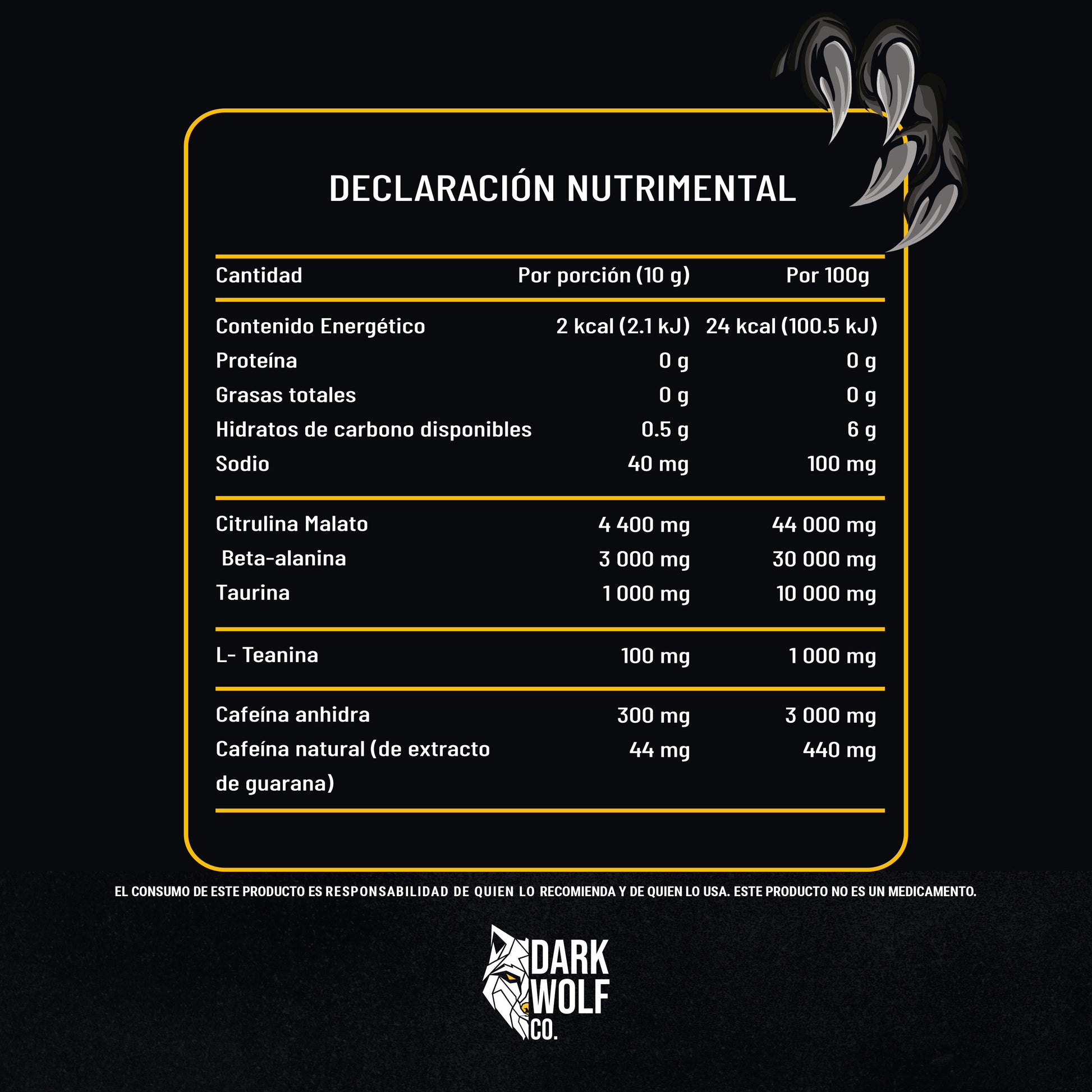 dark wolf tabla nutrimental preentreno