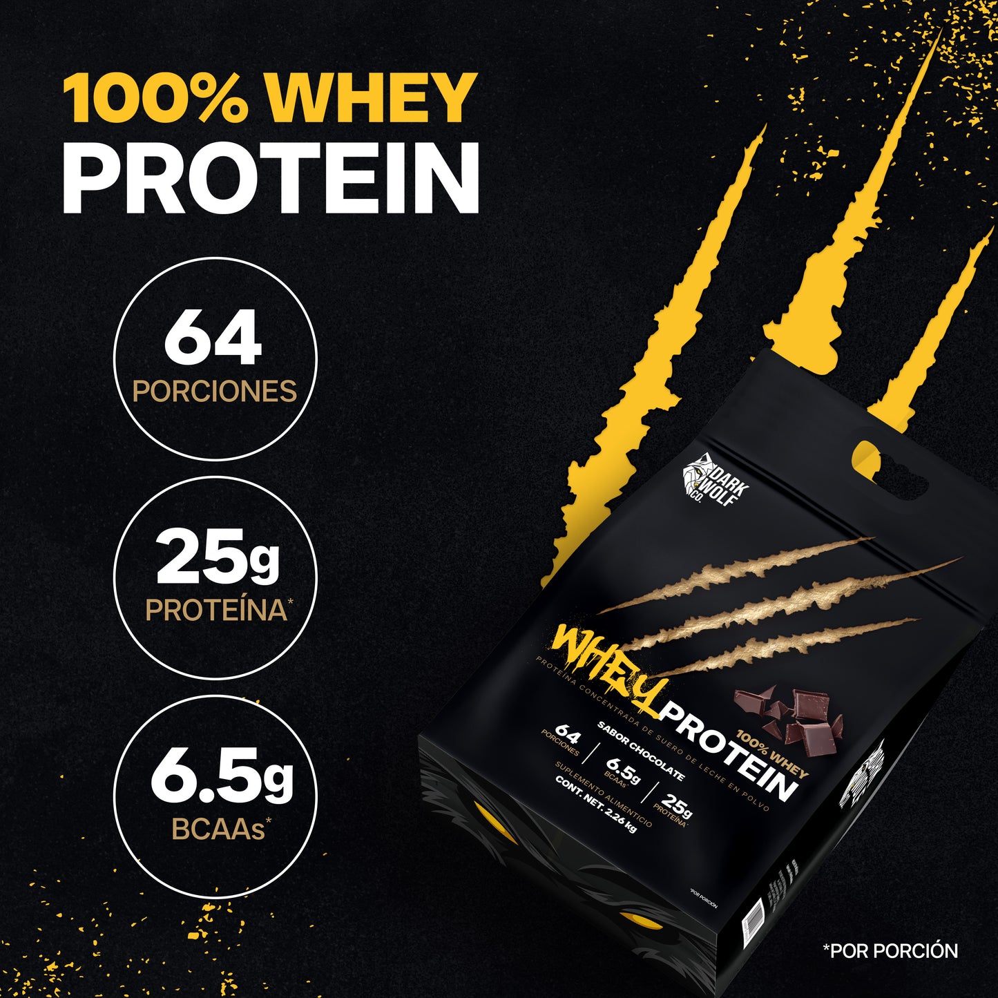Dark Wolf Proteína en Polvo Sabor Chocolate 2.24 kg – 64 Porciones