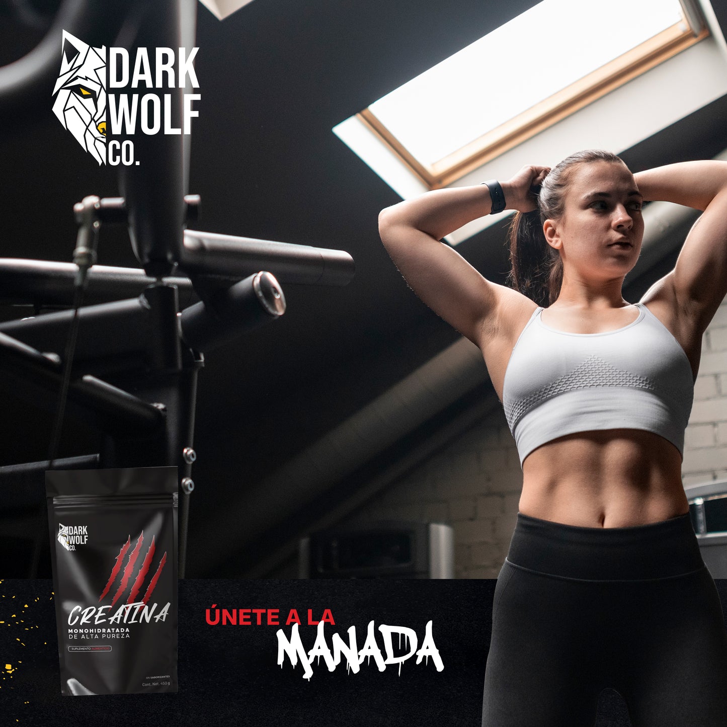 Dark Wolf Creatina Monohidratada, Alta Pureza, 450g - 90 porciones
