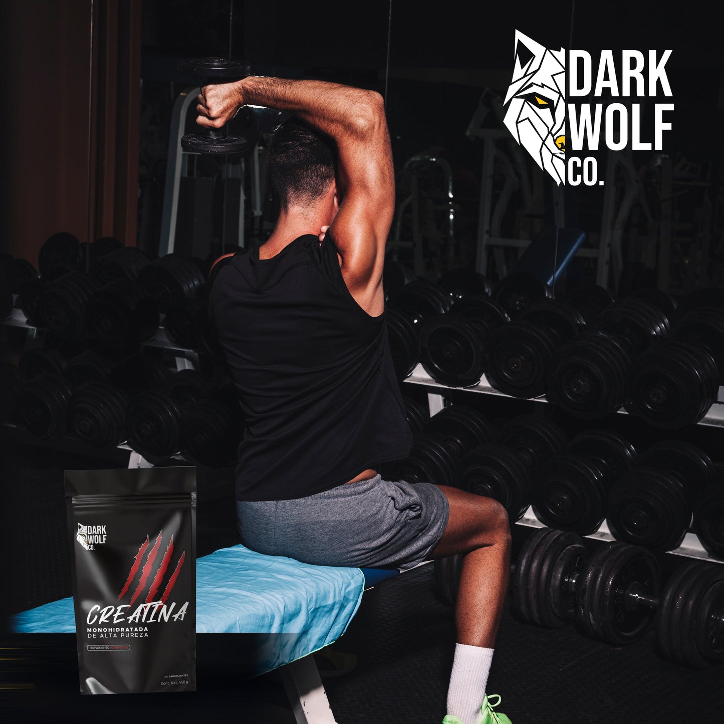 Dark Wolf Creatina Monohidratada, Alta Pureza, 450g - 90 porciones